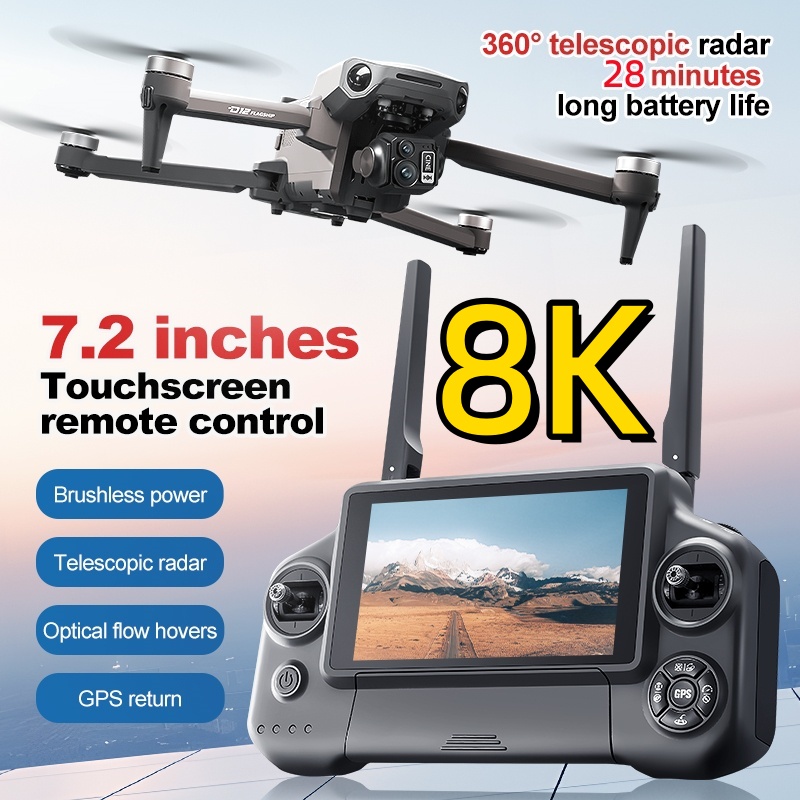 Drone Rc Plegable - 8K 3 Axis Gimbal Brushless 7.2in